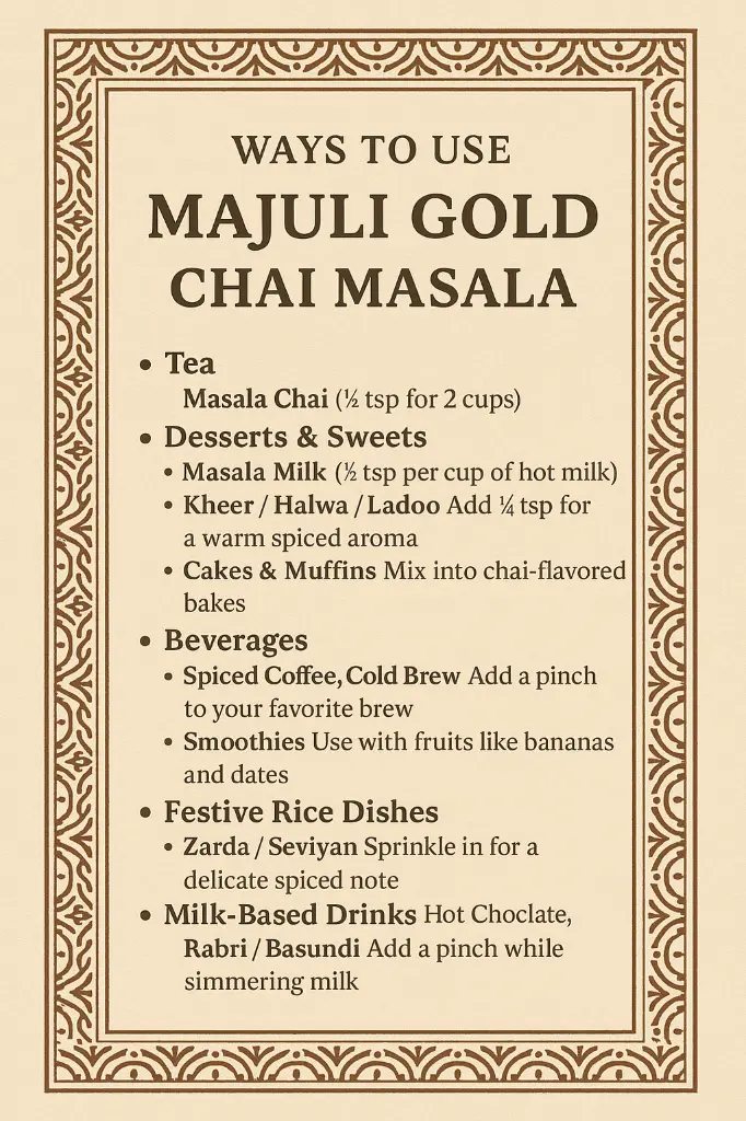 Majuli Gold Chai Masala instruction.webp